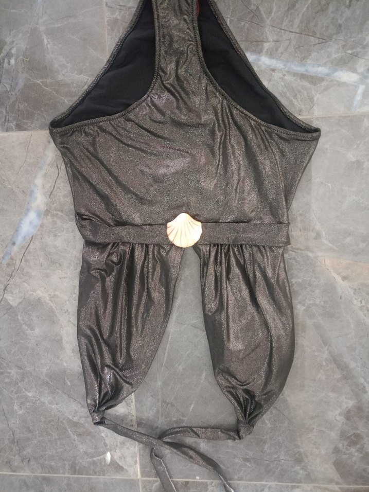 Gri Parlak Kemerli Uzun Kadın Mayo milla - Görsel 5