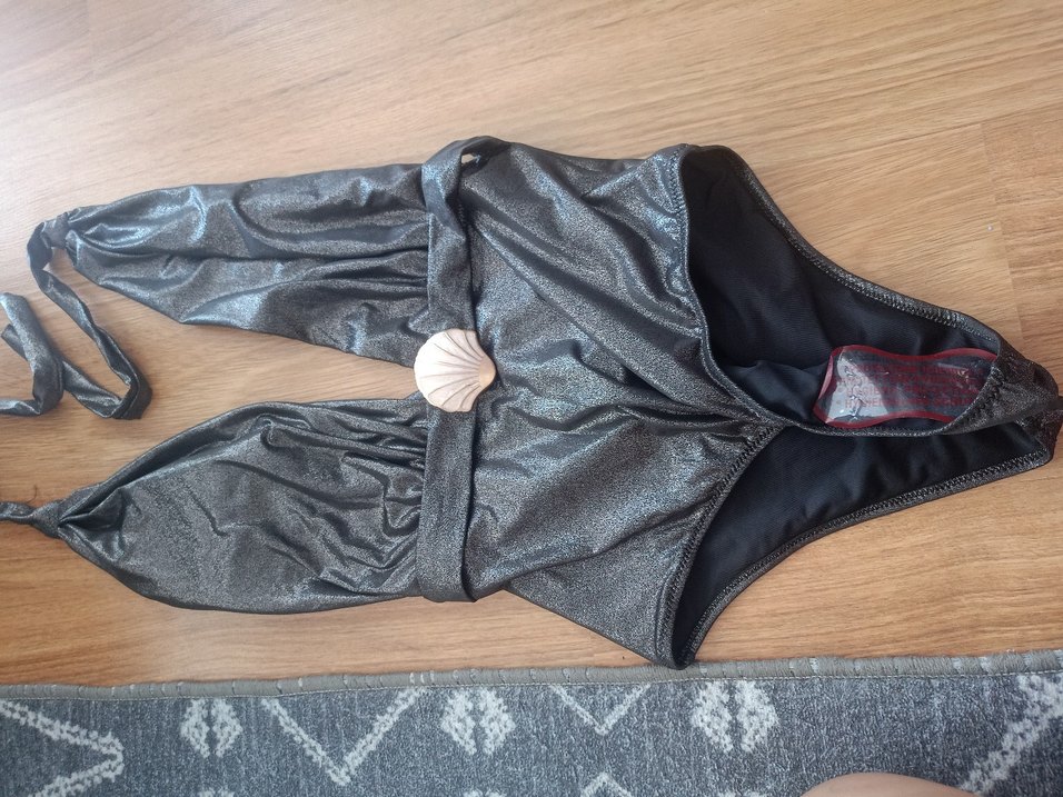 Gri Parlak Kemerli Uzun Kadın Mayo milla - Görsel 2