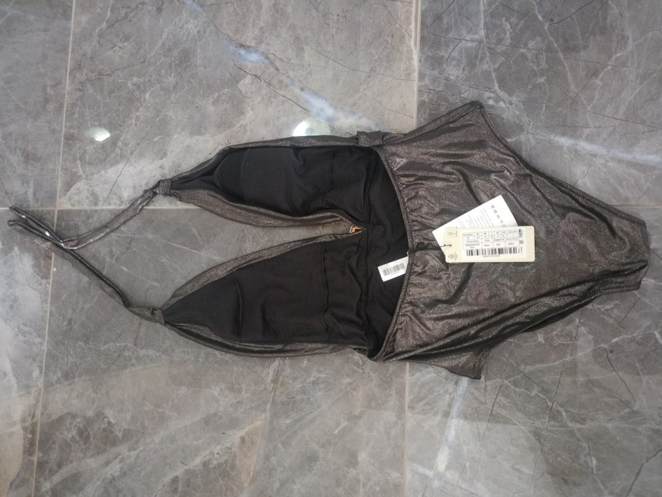 Gri Parlak Kemerli Uzun Kadın Mayo milla - Görsel 4