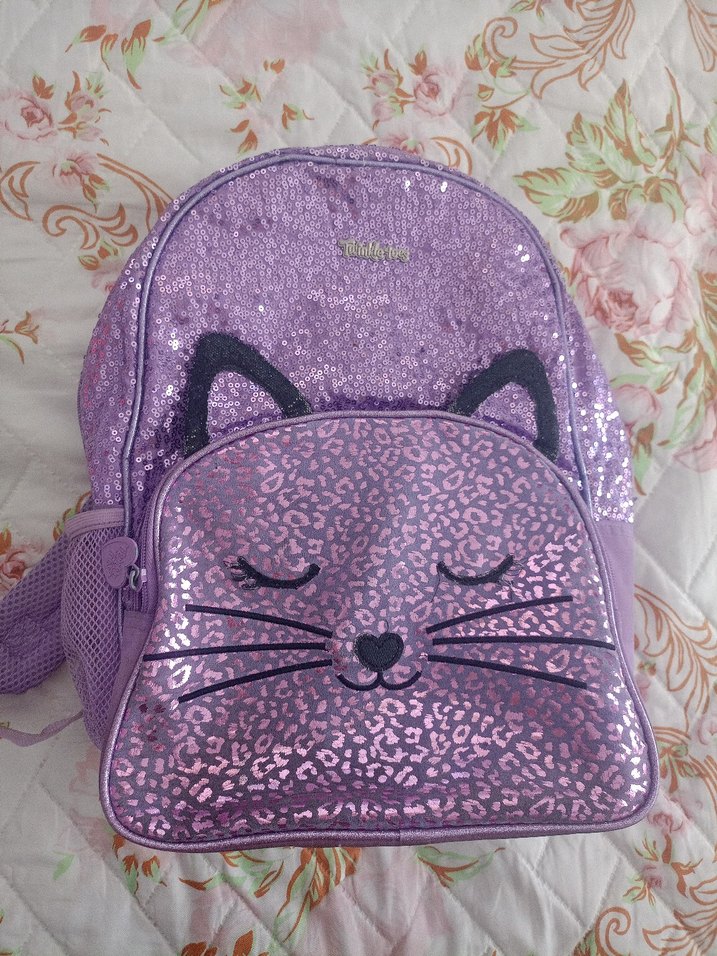 Parlak Mor Kedi Figürlü Sırt Çantası - Görsel 2
