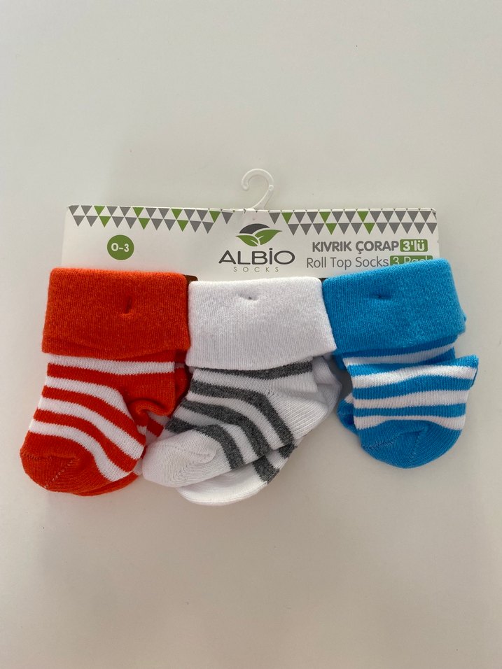 Gri Baskılı Erkek Bebek Çorapları 3'lü - Görsel 4