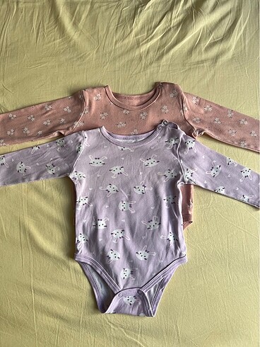 9 Ay Beden 2 li uzun kollu çıt çıtlı body 6-9 ay uyumlu