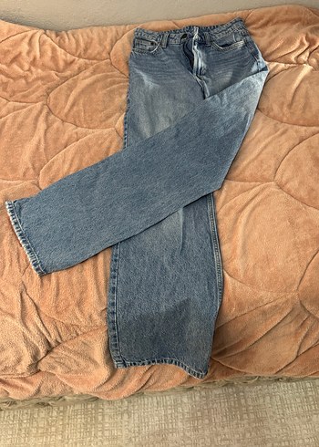 Bol Kesim Midi Boy Mavi Denim Kadın Jean - Görsel 2