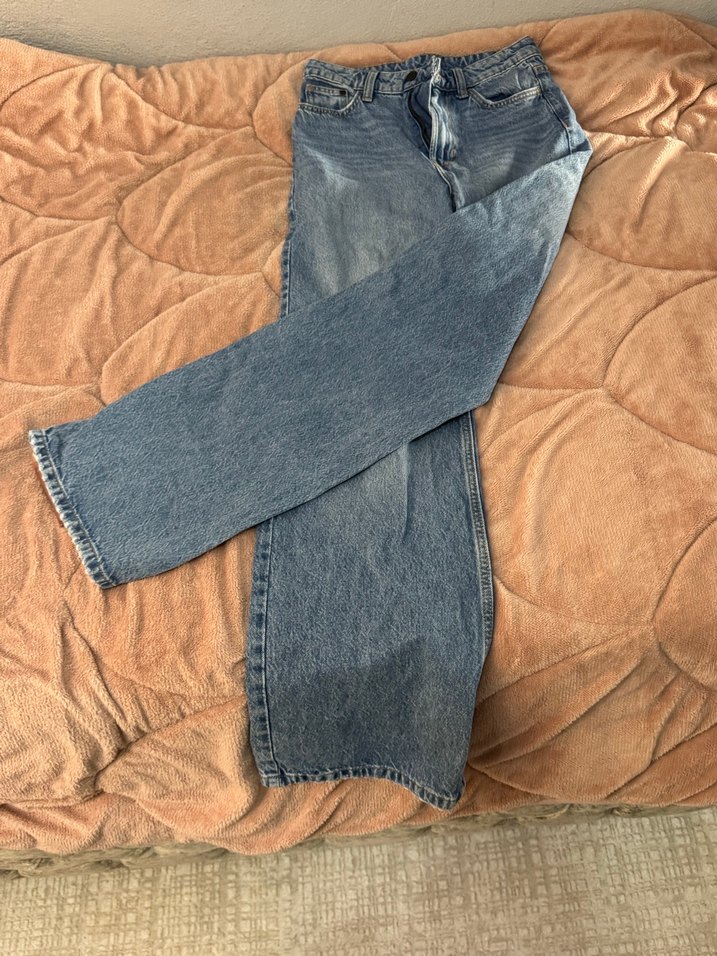 Bol Kesim Midi Boy Mavi Denim Kadın Jean - Görsel 2