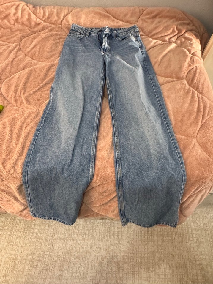 Bol Kesim Midi Boy Mavi Denim Kadın Jean - Görsel 4