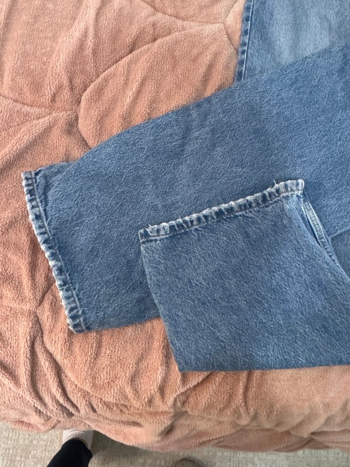 Bol Kesim Midi Boy Mavi Denim Kadın Jean - Görsel 3