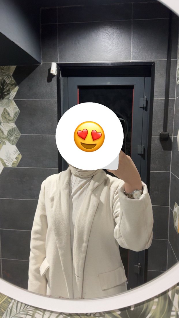 Kadın Beyaz Midi Boy Pamuklu Ceket - Görsel 2