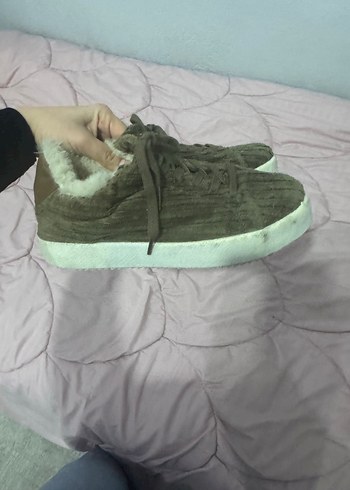 Unisex Gri Kürklü Triko ayakkabı - Görsel 2