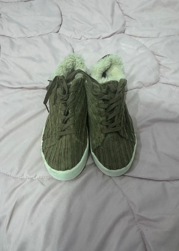 Unisex Gri Kürklü Triko ayakkabı - Görsel 5