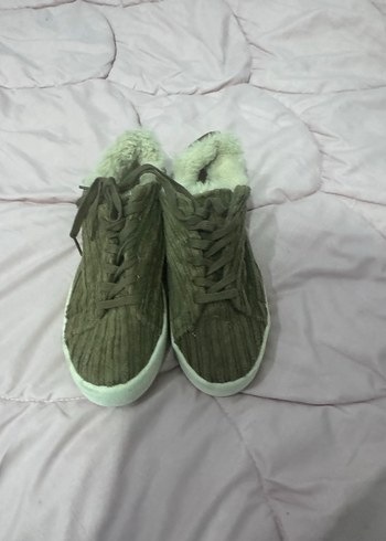 Unisex Gri Kürklü Triko ayakkabı - Görsel 4