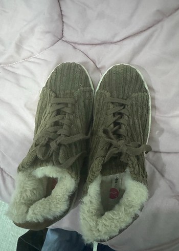 Unisex Gri Kürklü Triko ayakkabı - Görsel 3