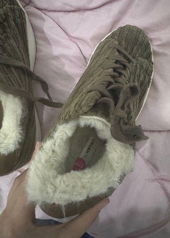 Unisex Gri Kürklü Triko ayakkabı - Görsel 6