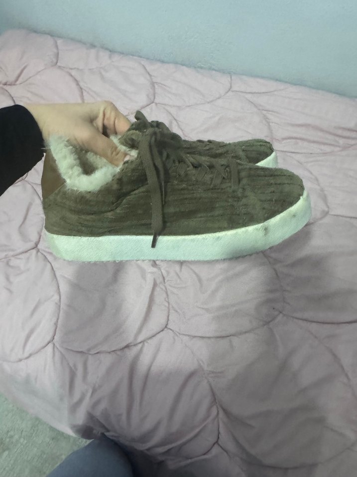 Unisex Gri Kürklü Triko ayakkabı - Görsel 2