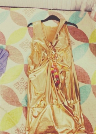 m Beden Parlak Sarı Gece Elbisesi