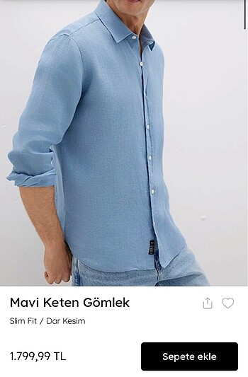l Beden mavi Renk SIFIR ETİKETLİ YAZLIK KETEN GÖMLEK