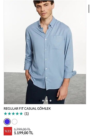 l Beden mavi Renk SIFIR ETİKETLİ CASUAL GÖMLEK