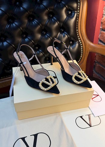Valentino Siyah Tokali Stiletto Gelin Ayakkabisi