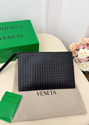 Bottega Veneta Siyah Orgu Deri Clutch