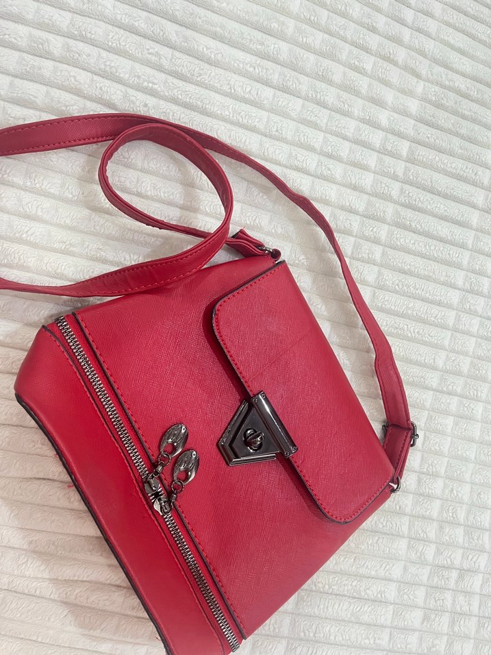 Kırmızı Deri Kadın Çanta - Görsel 2