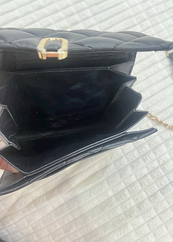 Siyah Deri Zincir Askılı Kadın Çanta - Görsel 2