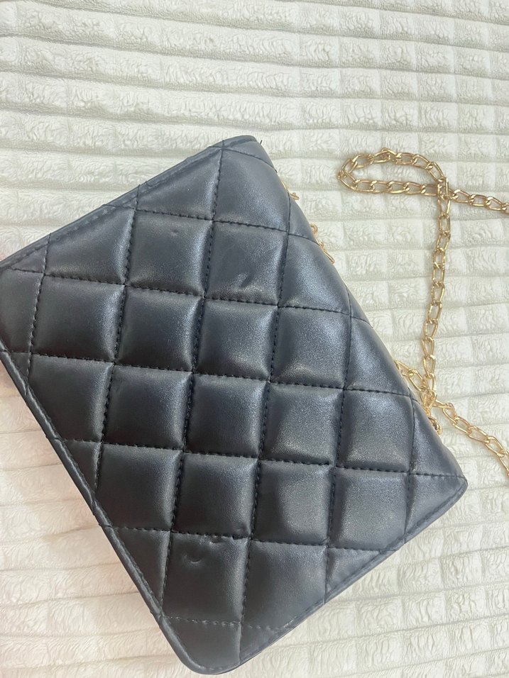 Siyah Deri Zincir Askılı Kadın Çanta - Görsel 4