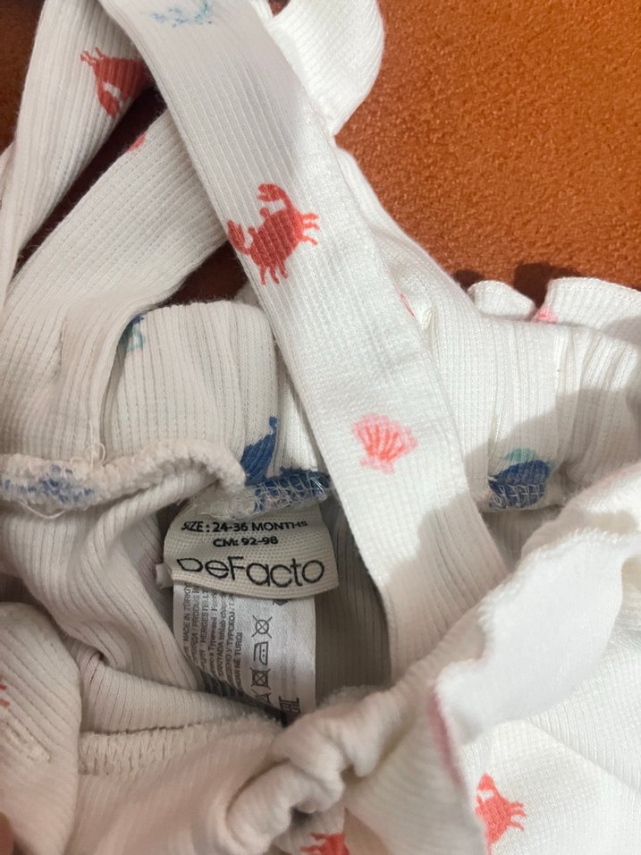 Beyaz Baskılı Kız Tulum Renkli Desenli - Görsel 2