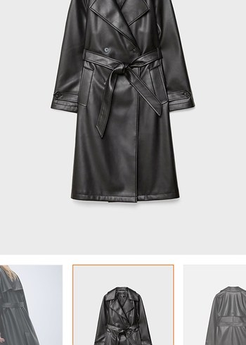 Kadın Siyah Deri Kemerli Uzun Trençkot - Görsel 5