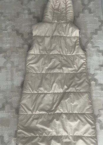 Bej Kapüşonlu Düğmeli Kadın şişme Yelek - Görsel 6