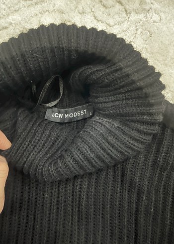 Siyah Kolsuz Boğazlı Kemerli Triko tunik - Görsel 3