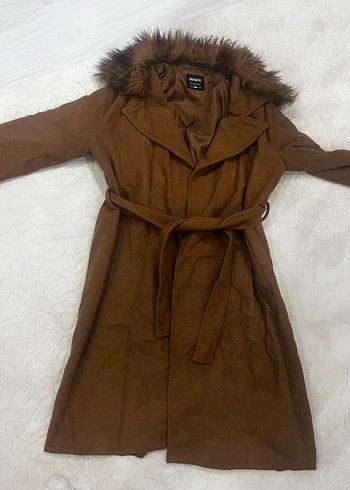 Kahverengi Kadın Kürk yaka  Kaban - Görsel 2