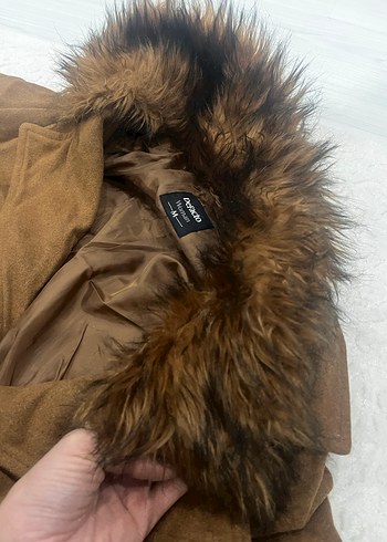 Kahverengi Kadın Kürk yaka  Kaban - Görsel 7