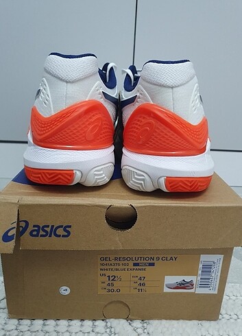 tek ebat Beden beyaz Renk 47 numara Asics Gel-resolution 9 Clay Tenis ayakkabı