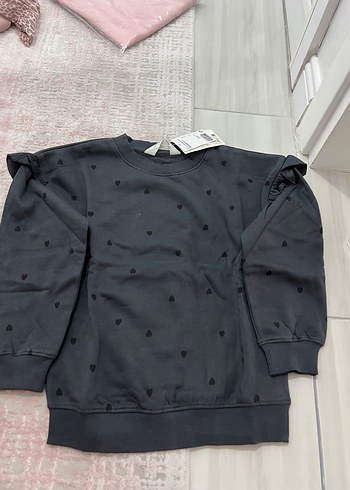 H&MKız Çocuk Gri Fırfırlı Sweatshirt - Görsel 3