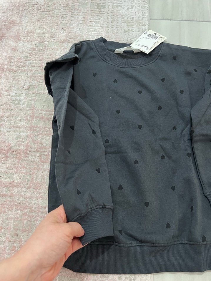 H&MKız Çocuk Gri Fırfırlı Sweatshirt - Görsel 4