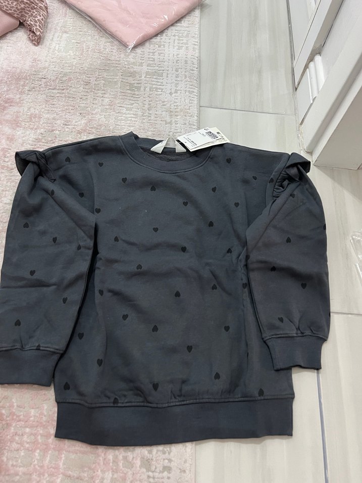 H&MKız Çocuk Gri Fırfırlı Sweatshirt - Görsel 3