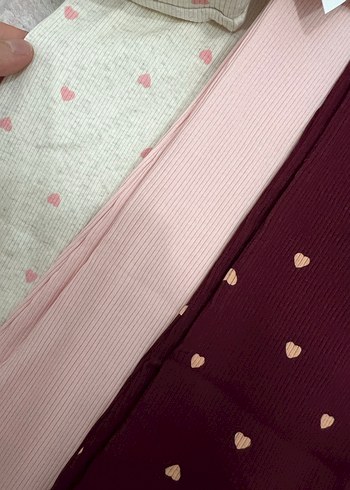 H&M 3'lü Pamuklu ve Ribanali Kız Tayt Seti - Görsel 4