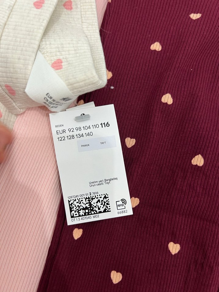 H&M 3'lü Pamuklu ve Ribanali Kız Tayt Seti - Görsel 3