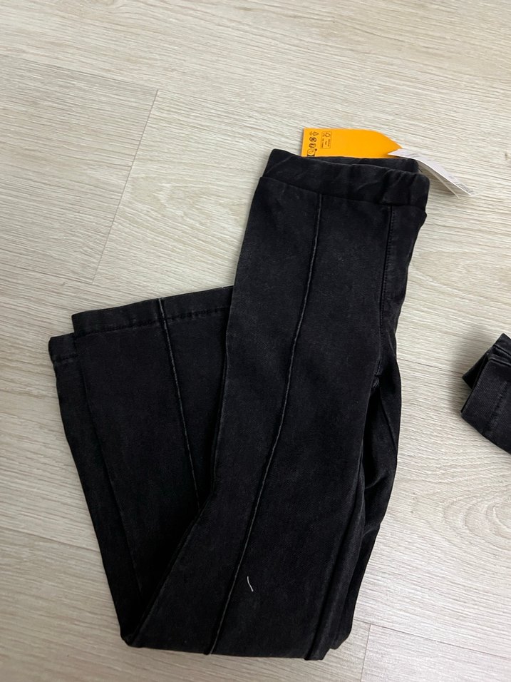 H&M Kız Çocuk Siyah İspanyol Paça Denim Pantolon - Görsel 2