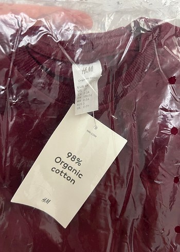 H&M Bordo Fırfırlı Sweatshirt ve Desenli Tayt Seti - Görsel 2