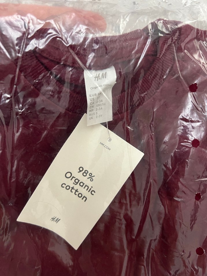 H&M Bordo Fırfırlı Sweatshirt ve Desenli Tayt Seti - Görsel 2