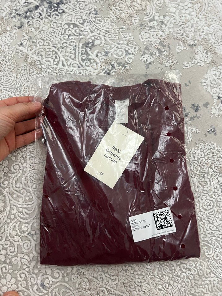 H&M Bordo Fırfırlı Sweatshirt ve Desenli Tayt Seti - Görsel 5