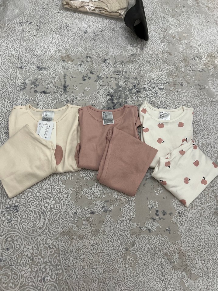 H&M 3'lü Pamuklu Uzun Kollu Bebek Pijama Takımı - Görsel 2