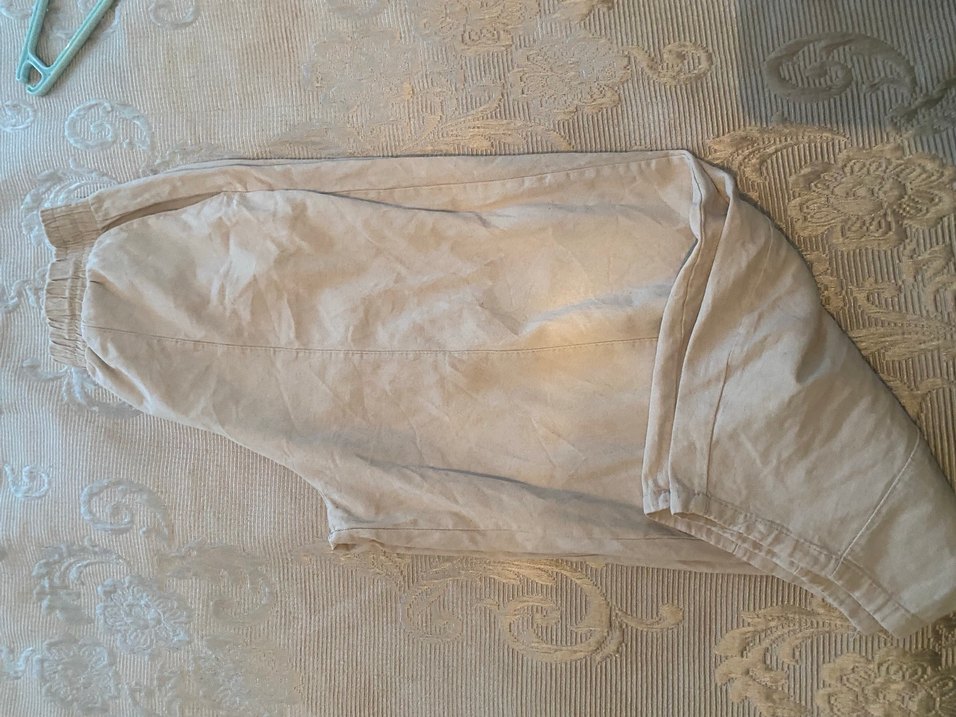 Bej Keten Salaş Midi Kadın Pantolon - Görsel 3