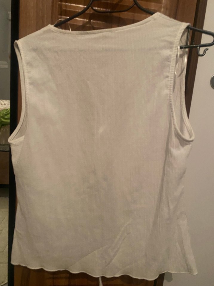 Beyaz ince V Yaka Kolsuz Bluz yelek - Görsel 2