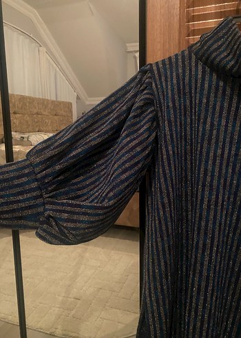 Gri Çizgili Bohem Kadın Triko - Görsel 3