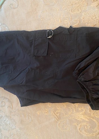 Kadın Siyah Kemerli Bol kesim paraşüt kumaş pantolon - Görsel 3