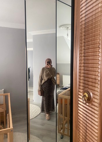 Leopar Desenli Uzun balık Kadın Etek - Görsel 4