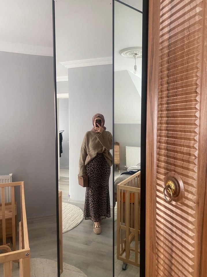 Leopar Desenli Uzun balık Kadın Etek - Görsel 4