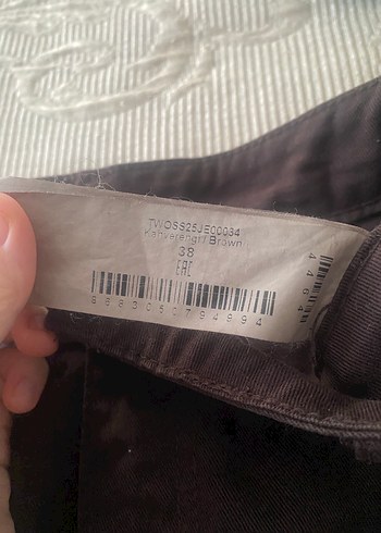 Düğmeli Kahverengi Keten Kadın Pantolon - Görsel 4