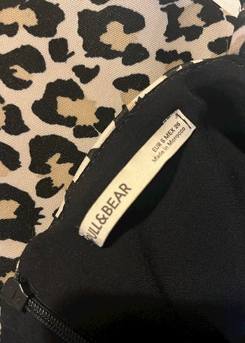 Pull and Bear Leopar Desenli İnce Askılı Midi Elbise